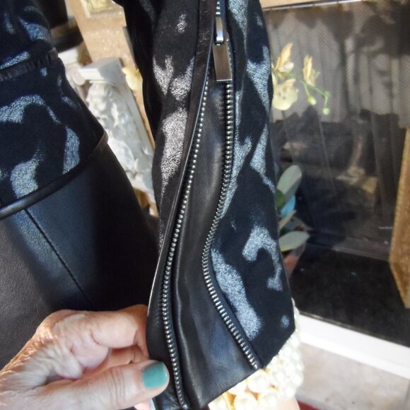 Diane Von Furstenberg Black Leather Skirt /Wool/Leather Moto Jacket Set Size 2/4 - Picture 9 of 16
